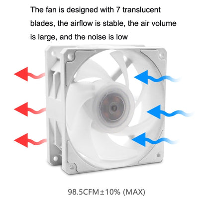 MF12025 5V ARGB 12cm Water Cold Radiator Large Air Volume Chassis Fan(White) -  by buy2fix | Online Shopping UK | buy2fix