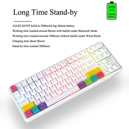 Ajazz K870T 87-Key RGB Office Game Phone Tablet Bluetooth/Wired Dual-Mode Mechanical Keyboard Green Shaft (White) - Wired Keyboard by Ajazz | Online Shopping UK | buy2fix