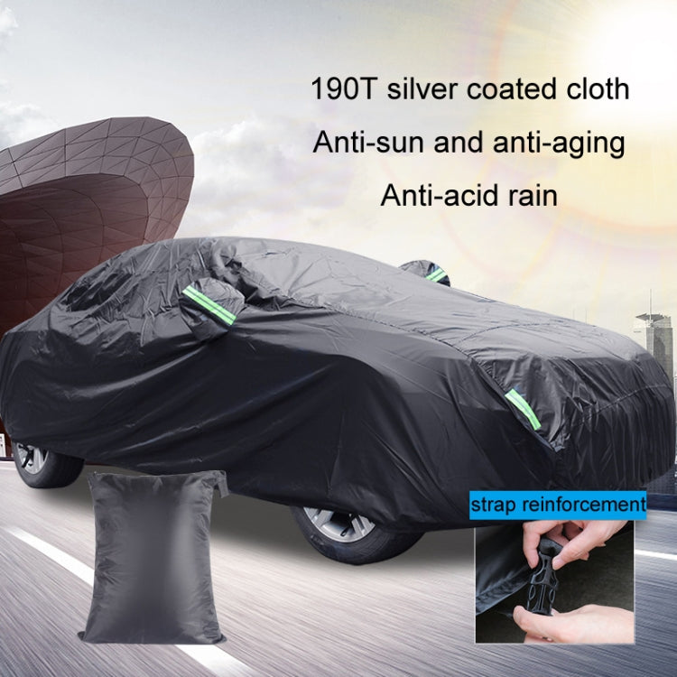 190T Silver Coated Cloth Car Rain Sun Protection Car Cover with Reflective Strip, Size: Y-L -  by buy2fix | Online Shopping UK | buy2fix