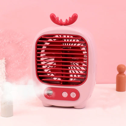 1315 Spray Humidification Hydrating Cartoon Fan USB Charging Desktop Fan(Deer Pink) - Electric Fans by buy2fix | Online Shopping UK | buy2fix