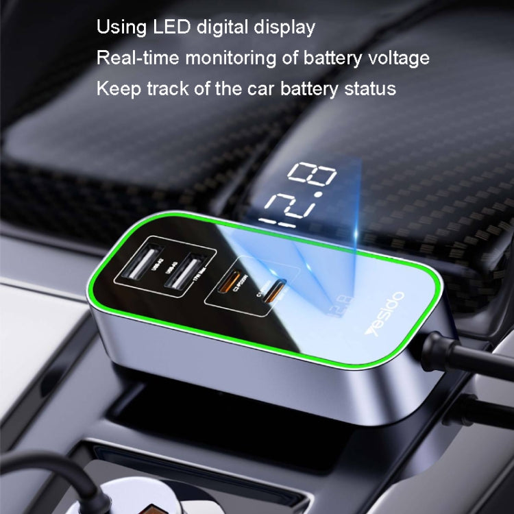 Yesido Y53 QC3.0 Car Charger 97W Five Ports Fast Charged(Black) - Car Charger by Yesido | Online Shopping UK | buy2fix