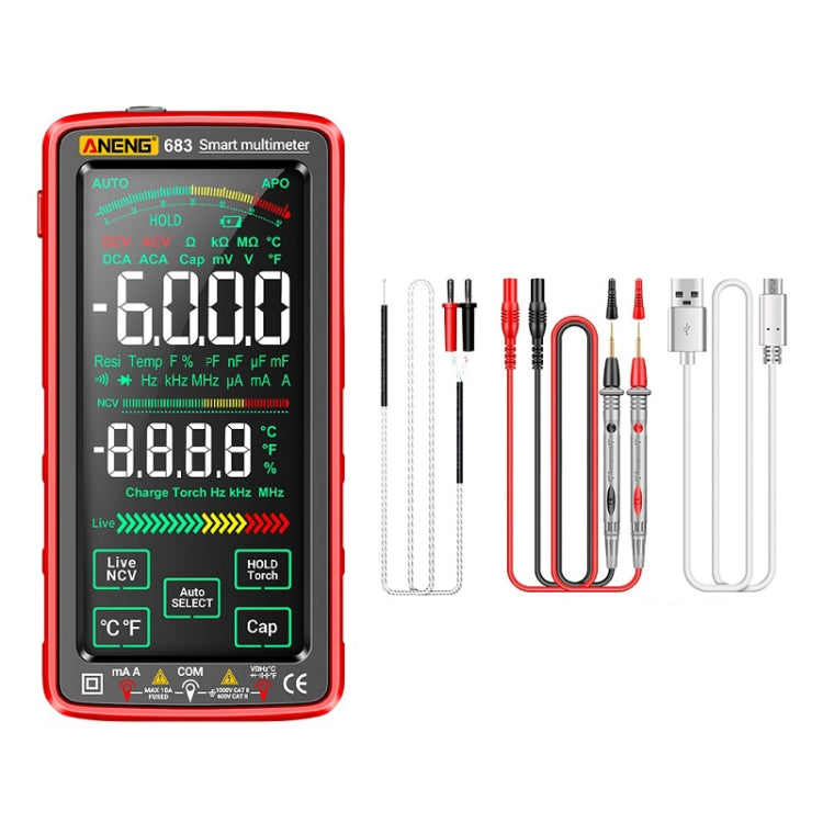 ANENG 683 Smart Touch Screen Automatic Range Rechargeable Multimeter(Red) - Digital Multimeter by ANENG | Online Shopping UK | buy2fix