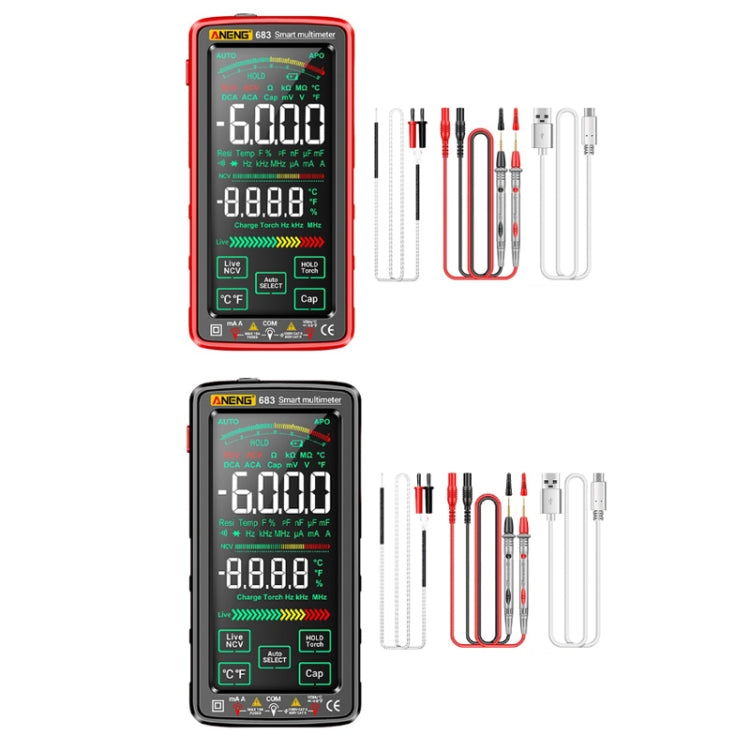 ANENG 683 Smart Touch Screen Automatic Range Rechargeable Multimeter(Red) - Digital Multimeter by ANENG | Online Shopping UK | buy2fix