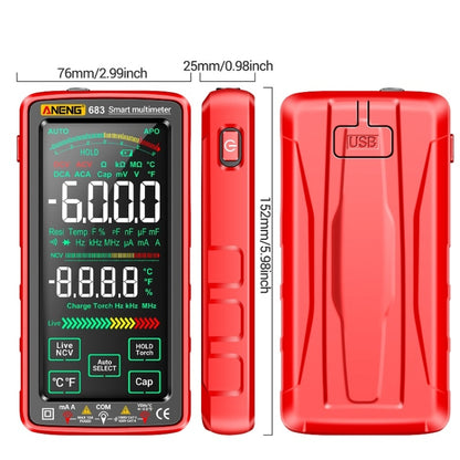 ANENG 683 Smart Touch Screen Automatic Range Rechargeable Multimeter(Red) - Digital Multimeter by ANENG | Online Shopping UK | buy2fix