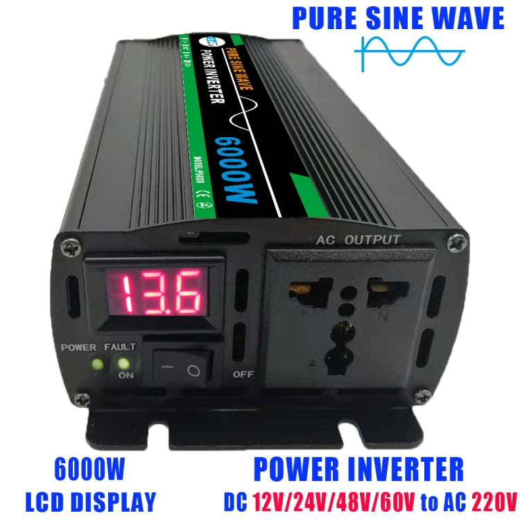 6000W 12V to 220V High Power Car Pure Sine Wave Inverter Power Converter - Pure Sine Wave by buy2fix | Online Shopping UK | buy2fix