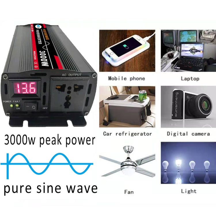 6000W 12V to 220V High Power Car Pure Sine Wave Inverter Power Converter - Pure Sine Wave by buy2fix | Online Shopping UK | buy2fix