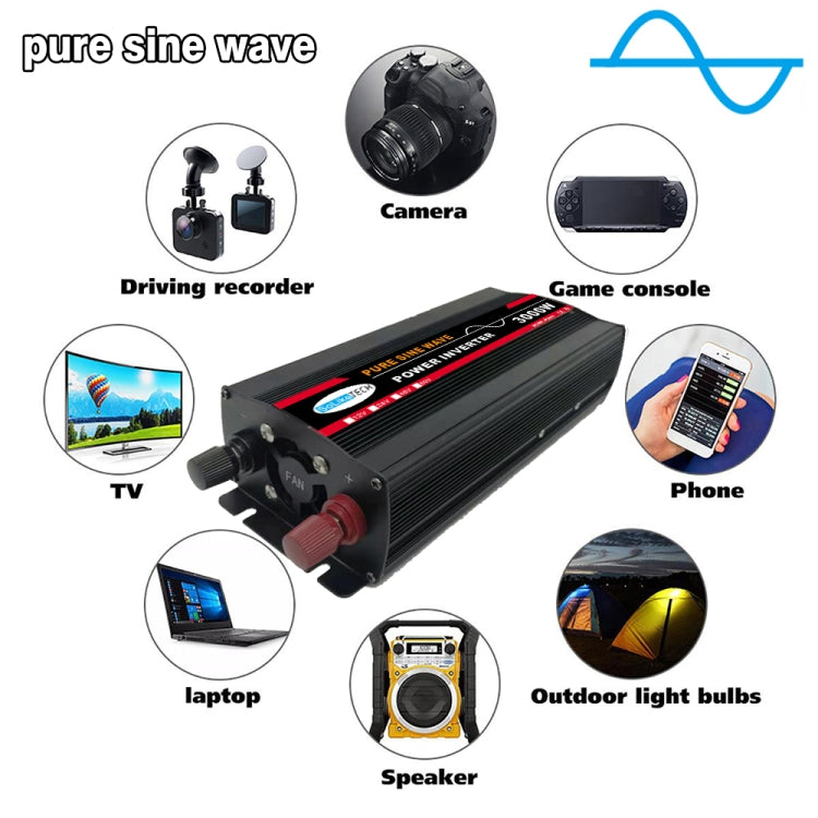 3000W 60V to 220V High Power Car Pure Sine Wave Inverter Power Converter - Pure Sine Wave by buy2fix | Online Shopping UK | buy2fix