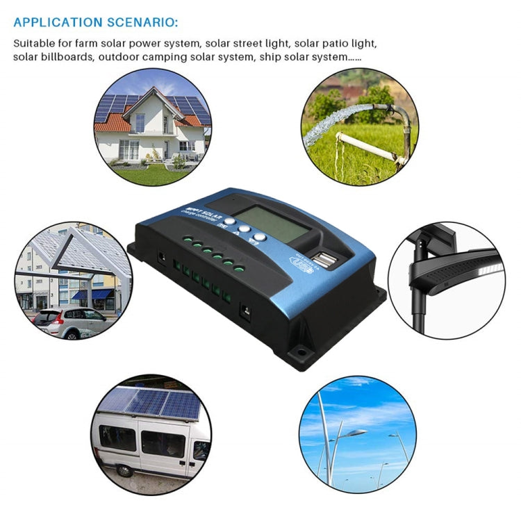 YCX-003 30-100A Solar Charging Controller with LED Screen & Dual USB Port Smart MPPT Charger, Model: 12/24/36/48/60V Wifi 100A - Others by buy2fix | Online Shopping UK | buy2fix