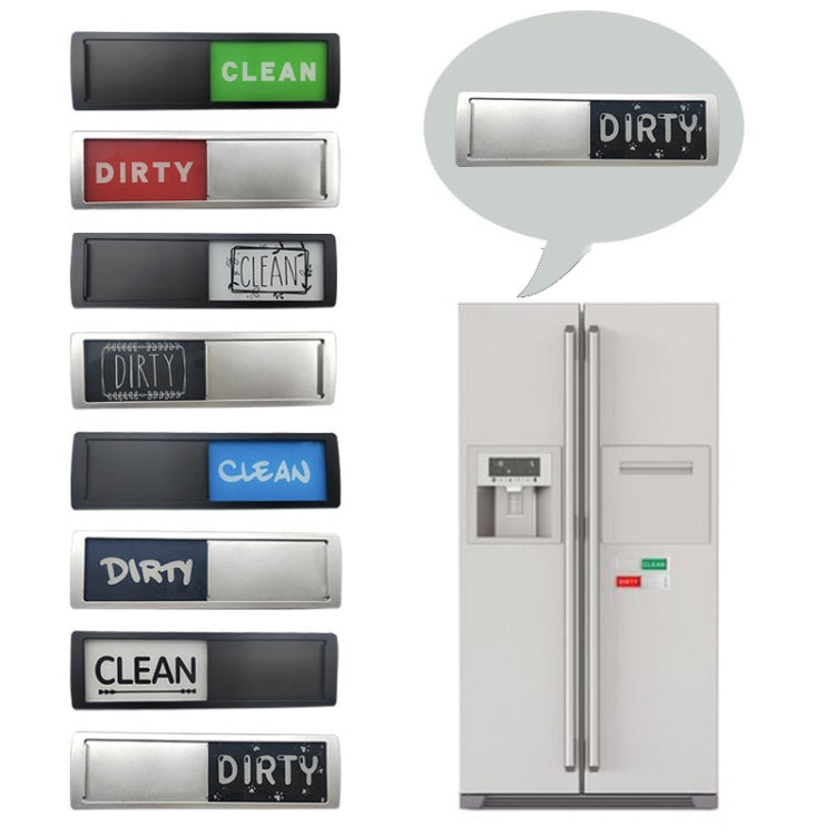 Dishwasher Magnet Clean Dirty Sign Double-Sided Refrigerator Magnet(Silver Black and White Rough Characters) - Dish Washers & Accessories by buy2fix | Online Shopping UK | buy2fix