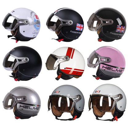 GXT Electric Vehicle Half Cover Helmet Four Seasons Retro Helmet, Size: XL(Bright Black Flower) - Helmets by GXT | Online Shopping UK | buy2fix