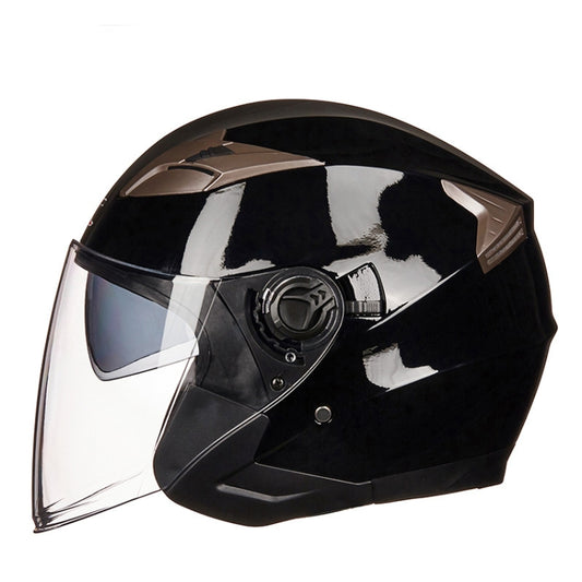 GXT 708 Electric Vehicle Dual Lens Helmet Four Seasons Safety Helmet, Size: L(Bright Black) - Helmets by GXT | Online Shopping UK | buy2fix