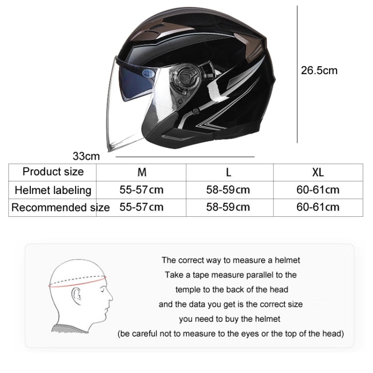 GXT 708 Electric Vehicle Dual Lens Helmet Four Seasons Safety Helmet, Size: L(Bright Black Gray) - Helmets by GXT | Online Shopping UK | buy2fix