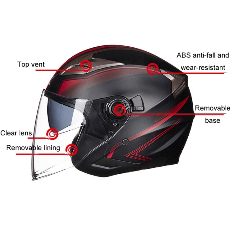 GXT 708 Electric Vehicle Dual Lens Helmet Four Seasons Safety Helmet, Size: XL(Bright Black) - Helmets by GXT | Online Shopping UK | buy2fix