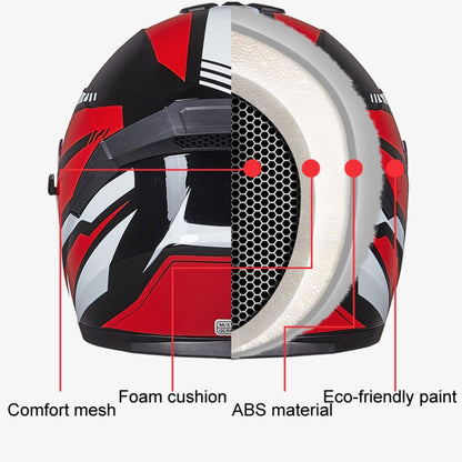 GXT Electric Vehicle Four Seasons Sun Protection & Windshield Double Lens Helmet, Size: L(Bright Black Red) - Helmets by GXT | Online Shopping UK | buy2fix