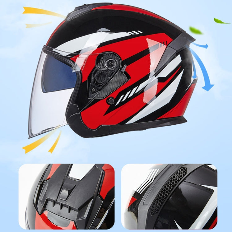 GXT Electric Vehicle Four Seasons Sun Protection & Windshield Double Lens Helmet, Size: L(Matt Black Red) - Helmets by GXT | Online Shopping UK | buy2fix