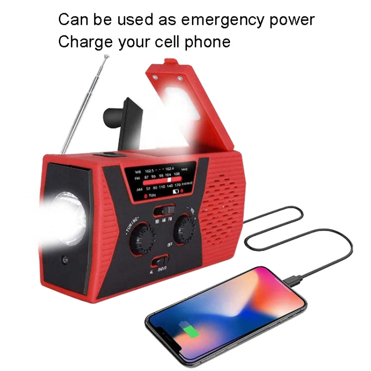 AM/FM/NoAA 2000mAh Emergency Radio Portable Hand Crank Solar Powered Radio(Red) - Radio Player by buy2fix | Online Shopping UK | buy2fix