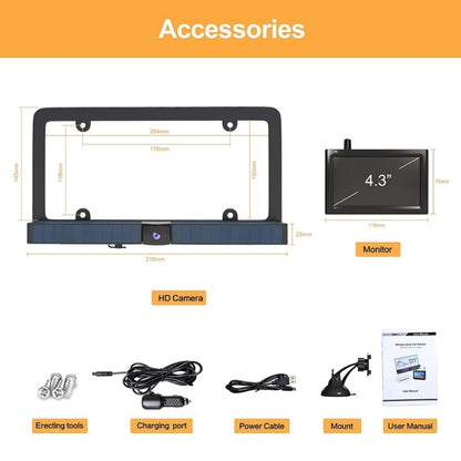 Solar HD Wireless Integrated License Plate Frame Display Camera - Rear View Cameras by buy2fix | Online Shopping UK | buy2fix