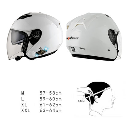 KUQIBAO Motorcycle Smart Bluetooth Sun Protection Double Lens Safety Helmet, Size: M(White) - Helmets by KUQIBAO | Online Shopping UK | buy2fix