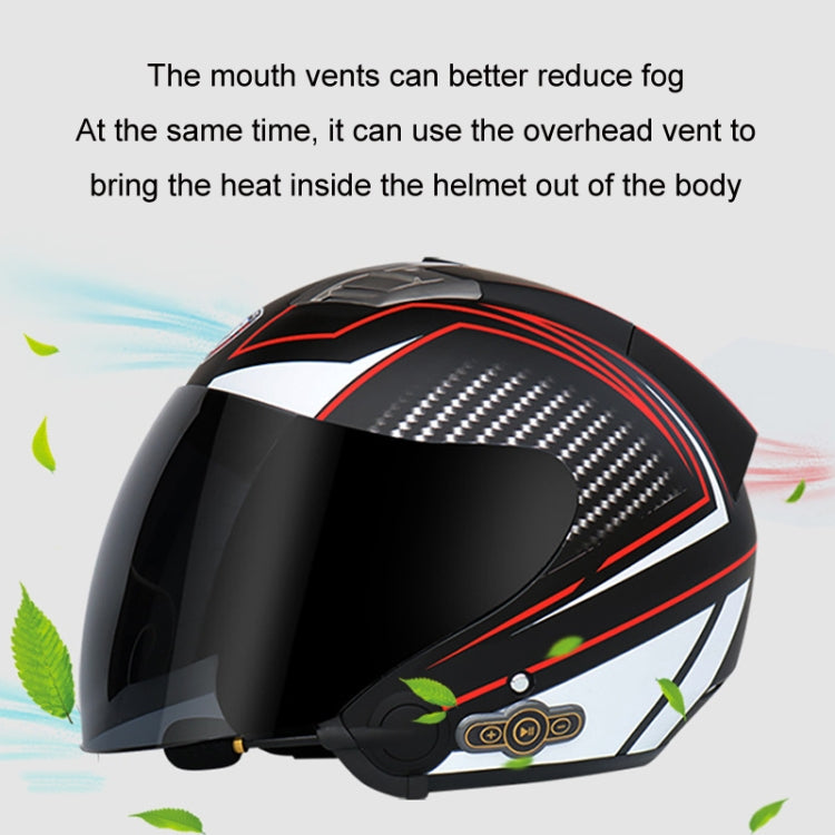 KUQIBAO Motorcycle Smart Bluetooth Sun Protection Double Lens Safety Helmet, Size: M(White) - Helmets by KUQIBAO | Online Shopping UK | buy2fix