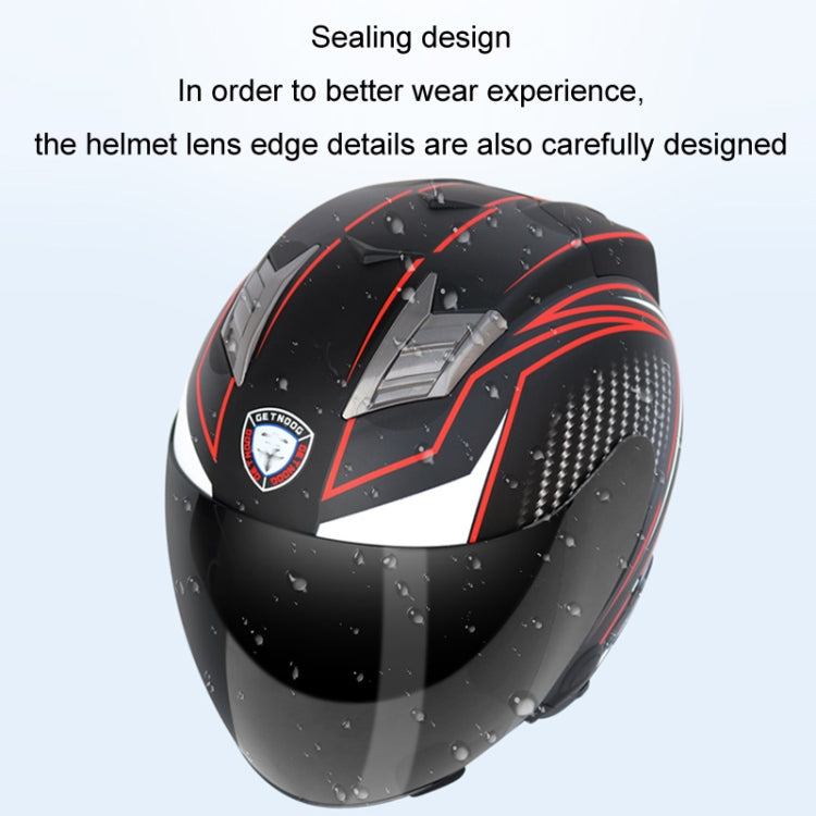 KUQIBAO Motorcycle Smart Bluetooth Sun Protection Double Lens Safety Helmet, Size: L(White Phantom Fiber+Gray Tail) - Helmets by KUQIBAO | Online Shopping UK | buy2fix