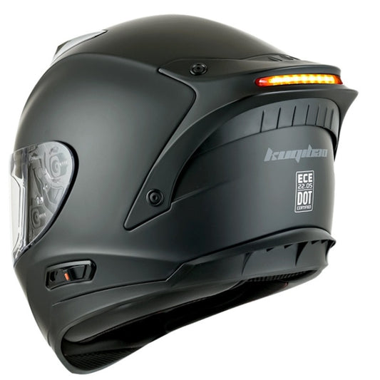 KUQIBAO Motorcycle Dual Lens Anti-Fog Helmet With LED Light, Size: L(Matte Black) - Helmets by KUQIBAO | Online Shopping UK | buy2fix