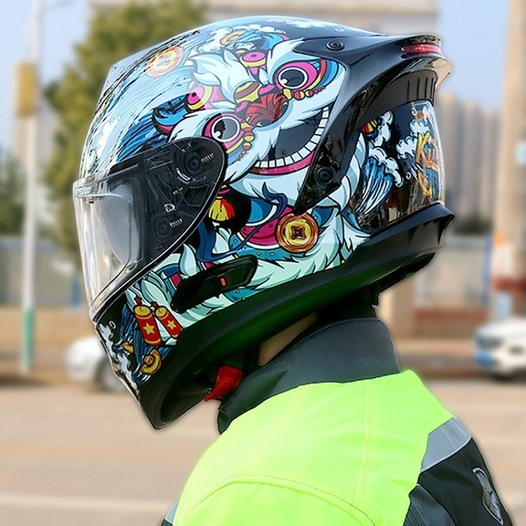 KUQIBAO Motorcycle Dual Lens Anti-Fog Helmet With LED Light, Size: XXL(White) - Helmets by KUQIBAO | Online Shopping UK | buy2fix