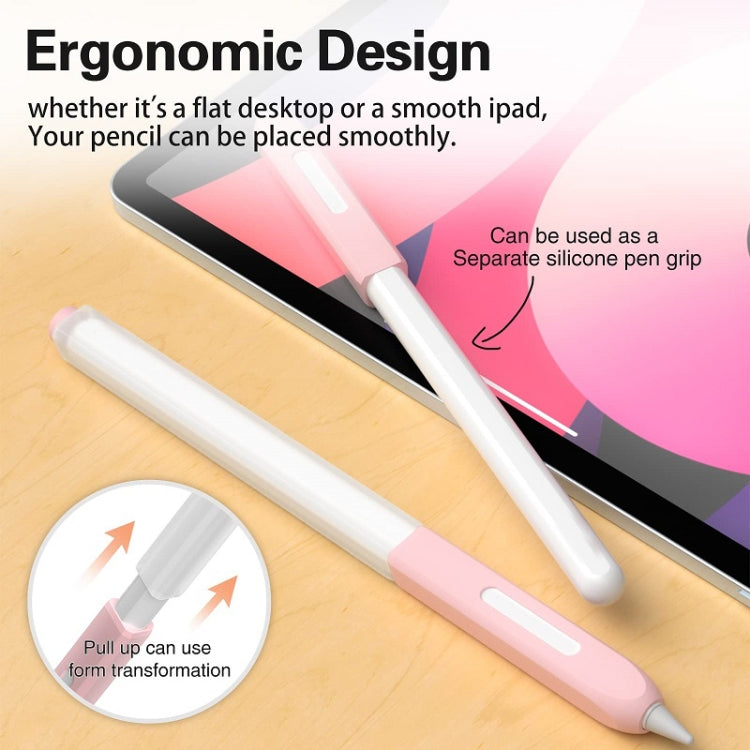 For Apple Pencil 2 Non-Slip Anti-Fall Translucent Segmented Pen Case(Crescent White) - Pencil Accessories by buy2fix | Online Shopping UK | buy2fix