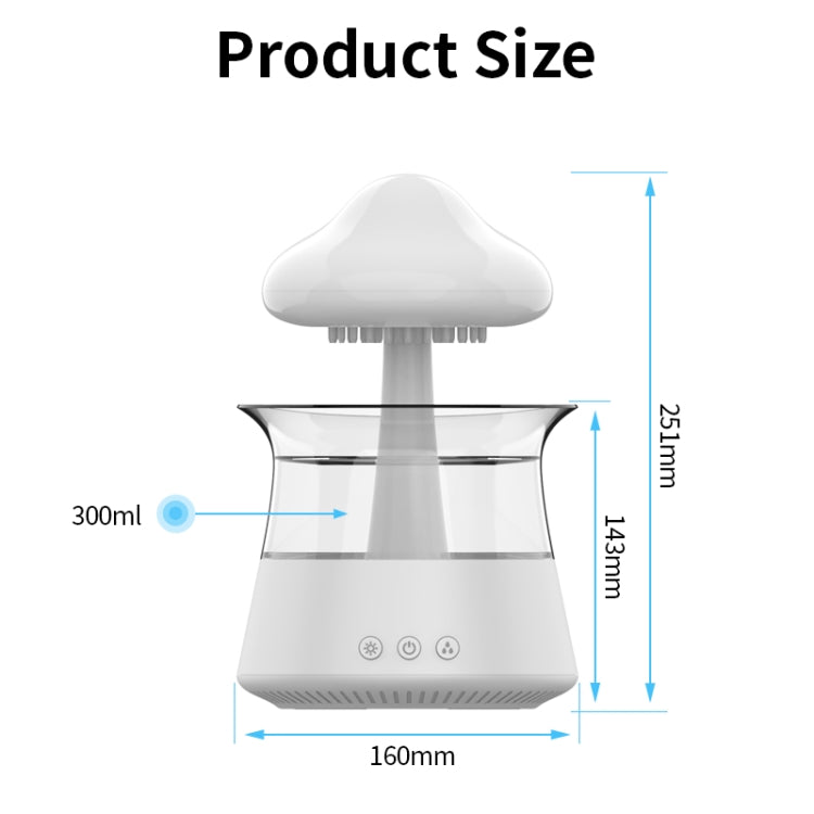 CH06 300ml Rain Humidifier Mushroom Cloud Colorful Night Lamp Aromatherapy Machine, Style: With Remote Controller(White) - Air Purifiers & Accessories by buy2fix | Online Shopping UK | buy2fix