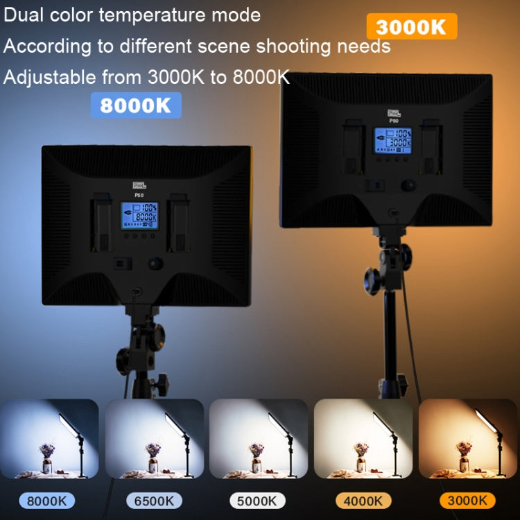 Pixel P50 Dual Color Temperature Flat Panel Fill Light 45W Soft Outdoor Shooting Fill Light for Straight Photography(Lamp+UK Plug Adapter) -  by Pixel | Online Shopping UK | buy2fix