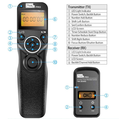 For Nikon DC0 Pixel TW283 Shutter Wireless Delay Remote Control SLR Shutter Flasher - Wireless Remote Control by Pixel | Online Shopping UK | buy2fix