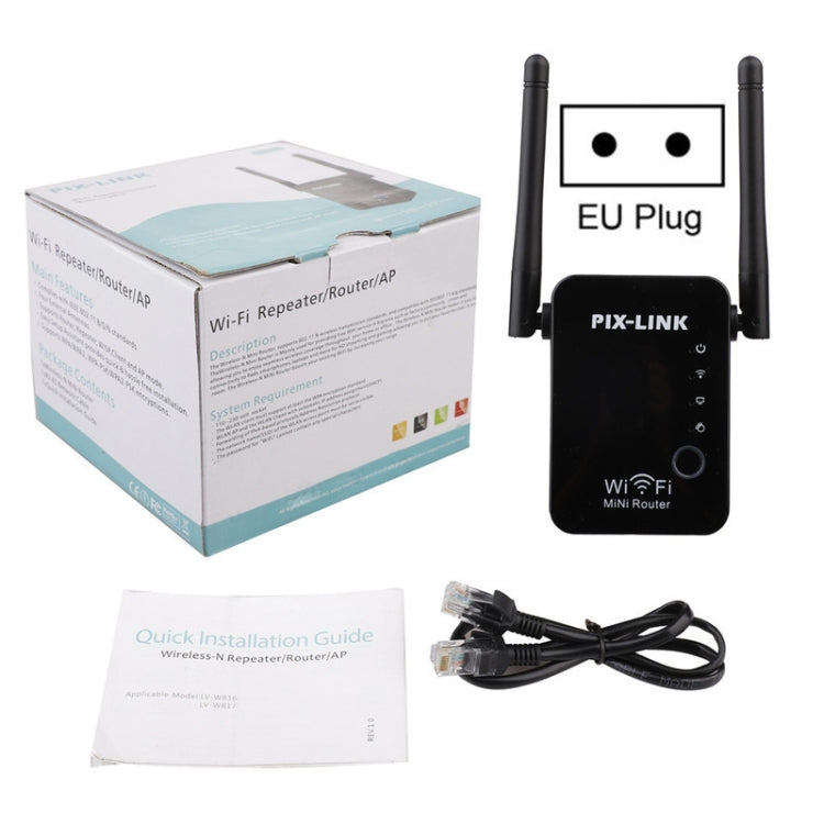 PIX-LINK 2.4G 300Mbps WiFi Signal Amplifier Wireless Router Dual Antenna Repeater(AU Plug) - Broadband Amplifiers by PIX-LINK | Online Shopping UK | buy2fix