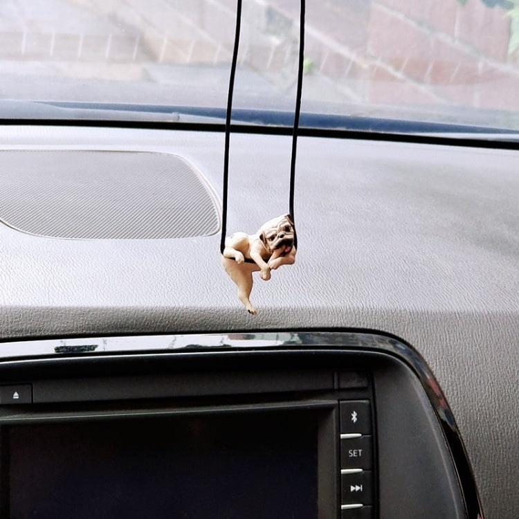 Small Bulldog Cute Dog Car Rearview Mirror Pendant(Yellow) - Ornaments by buy2fix | Online Shopping UK | buy2fix