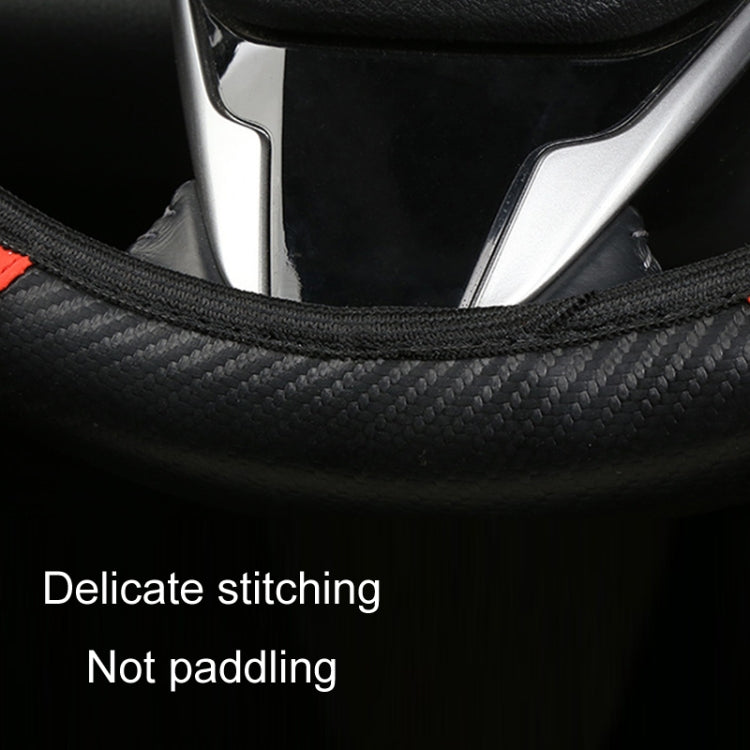 38cm Carbon Fiber Elastic Leather Without Inner Ring Car Steering Wheel Cover, Color: Black - Steering Wheel Accessories by buy2fix | Online Shopping UK | buy2fix