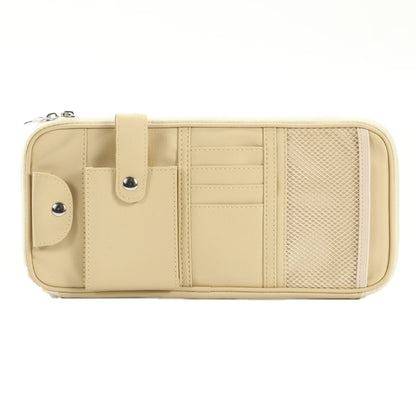 Car Sun Visor Multifunctional Storage Bag Glasses ID Holder(Beige) - Sunglasses & Glasses Clips by buy2fix | Online Shopping UK | buy2fix