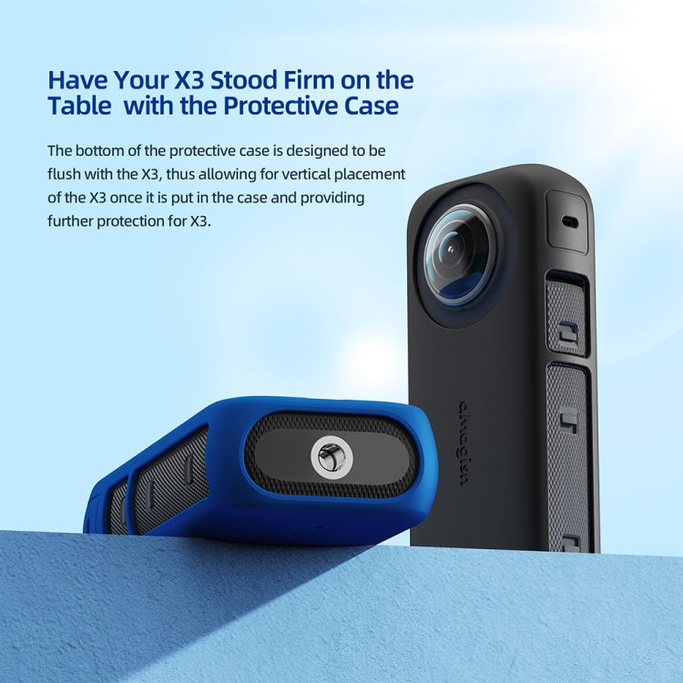 For Insta360 X3 AMagisn Body Silicone Protective Cover, Style: Lens Case (Blue) - Case & Bags by aMagisn | Online Shopping UK | buy2fix