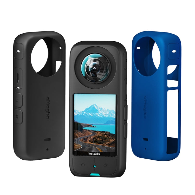 For Insta360 X3 AMagisn Body Silicone Protective Cover, Style: Body+Lens Case (Blue) - Case & Bags by aMagisn | Online Shopping UK | buy2fix