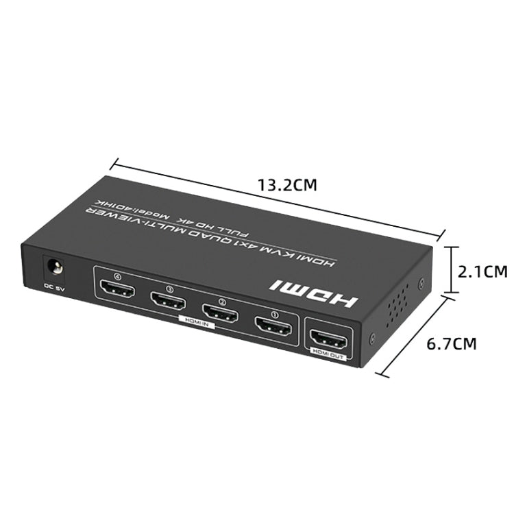 FJGEAR FJ-401HK 4 Ports HDMI KVM Video Splitter With IR Remote Controller - Splitter by FJGEAR | Online Shopping UK | buy2fix