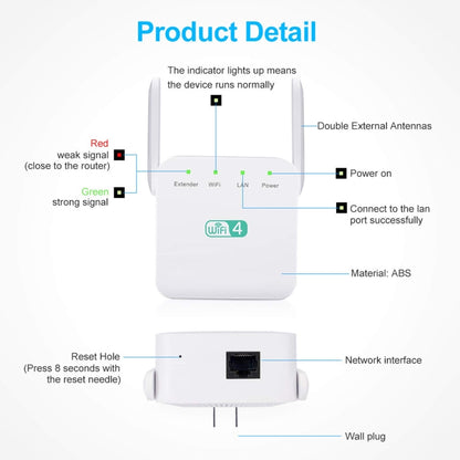 2.4G 300M Wi-Fi Amplifier Long Range WiFi Repeater Wireless Signal Booster UK Plug White - Broadband Amplifiers by buy2fix | Online Shopping UK | buy2fix