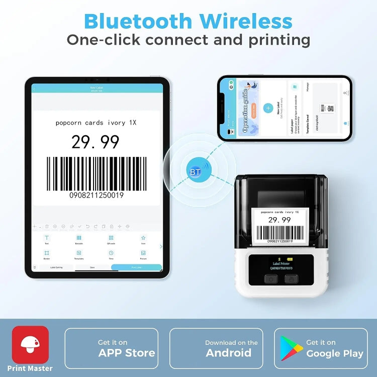 Phomemo M120 Label Maker Barcode Printer Bluetooth Thermal Label Machine(White) - Printer by Phomemo | Online Shopping UK | buy2fix