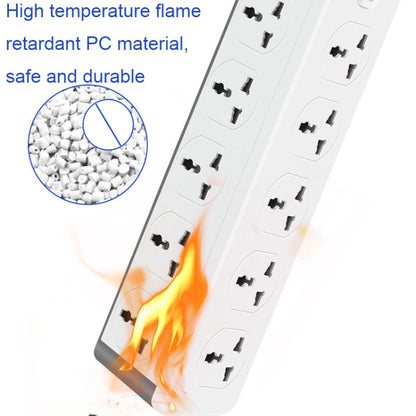 D15 2m 3000W 10 Plugs + PD + 3-USB Ports Vertical Socket With Switch, Specification: EU Plug - Extension Socket by buy2fix | Online Shopping UK | buy2fix