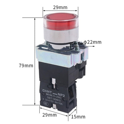 CHINT NP2-BW3561/24V 1 NO Pushbutton Switches With LED Light Silver Alloy Contact Push Button - Car Switches by CHINT | Online Shopping UK | buy2fix