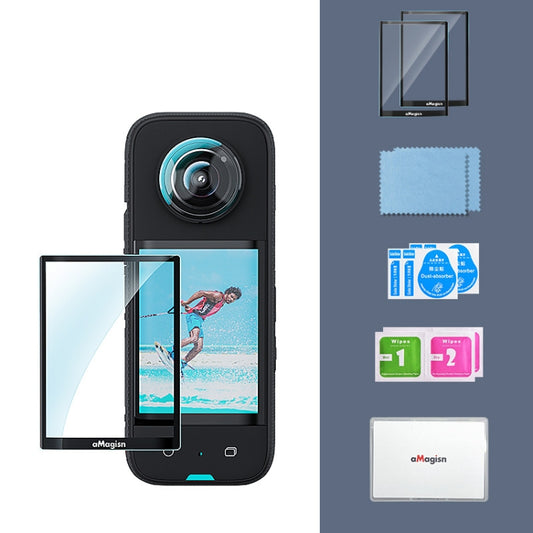 For Insta360 X3 aMagisn Screen Tempered Film Protection Sports Camera Accessories, Specification: 2sets - Protective Film & Stickers by aMagisn | Online Shopping UK | buy2fix