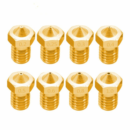 8 PCS Bugatti 3D Printer Accessories E3D-V5 V6 Nozzle M6 Thread Consumables Hot Nozzle, Size:1.75/0.3mm - Consumer Electronics by buy2fix | Online Shopping UK | buy2fix