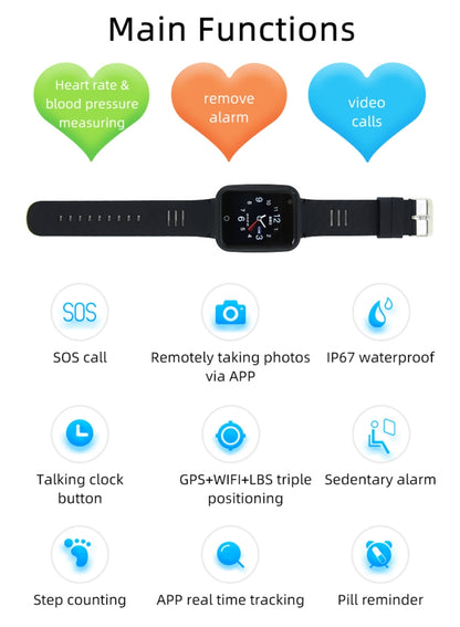 REACHFAR RF-V46-B GPS Smart Tracker WatchBand, Support SOS / Camera / Health Management / 4G LTE / Blood Pressure / Heart Rate, For North America / South America / Australia(Black) - Personal Tracker by buy2fix | Online Shopping UK | buy2fix