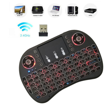 Support Language: Spanish i8 Air Mouse Wireless Backlight Keyboard with Touchpad for Android TV Box & Smart TV & PC Tablet & Xbox360 & PS3 & HTPC/IPTV - MINI PC Accessories & Gadgets by buy2fix | Online Shopping UK | buy2fix