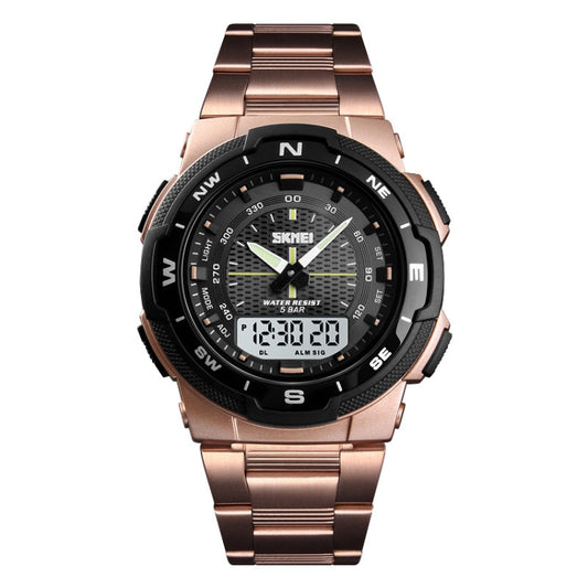 SKMEI 1370 Multifunctional Men Outdoor Sports Noctilucent Waterproof Stainless Steel Digital Wrist Watch (Rose Gold) - Sport Watches by SKMEI | Online Shopping UK | buy2fix