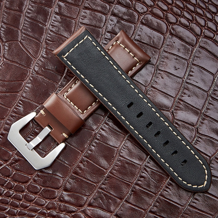 Crazy Horse Layer Frosted Black Buckle Watch Leather Watch Band, Size: 20mm(Light Brown) - 20mm Bands by buy2fix | Online Shopping UK | buy2fix