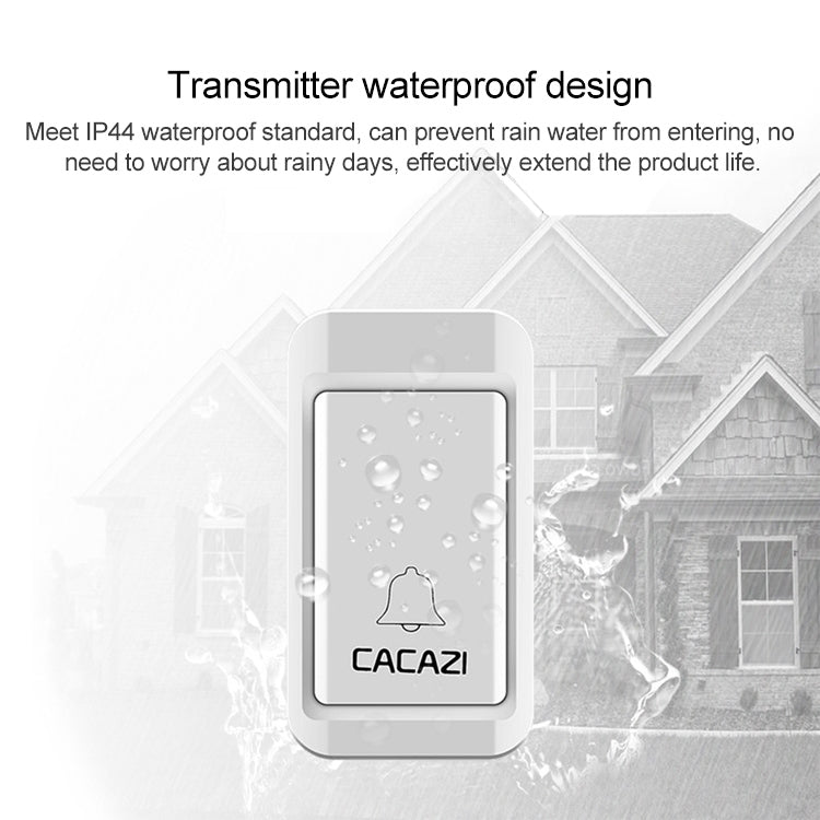 CACAZI V027G One Button Three Receivers Self-Powered Wireless Home Kinetic Electronic Doorbell, EU Plug - Wireless Doorbell by CACAZI | Online Shopping UK | buy2fix