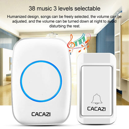 CACAZI A10G One Button One Receivers Self-Powered Wireless Home Cordless Bell, UK Plug(Black) - Security by CACAZI | Online Shopping UK | buy2fix