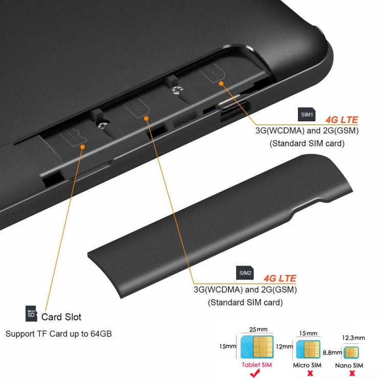 BDF H1 3G Phone Call Tablet PC, 10.1 inch, 2GB+32GB, Android 9.0, MTK8321 Octa Core Cortex-A7, Support Dual SIM & Bluetooth & WiFi & GPS, EU Plug(Orange) - BDF by BDF | Online Shopping UK | buy2fix